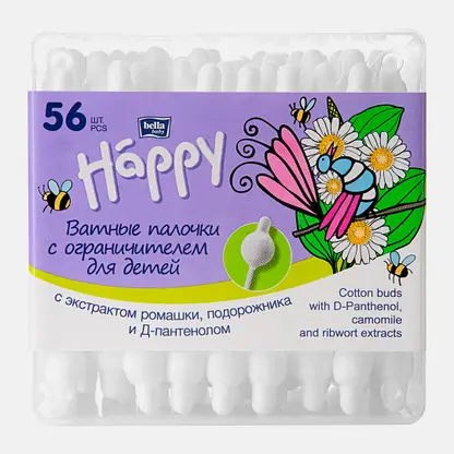 Ватные палочки Bella Baby Happy с экстрактом ромашки 56шт
