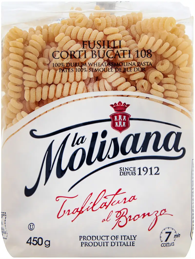 Макароны La Molisana Fusilli Corti Bucati №108 450г — в каталоге на сайте  сети Магнит | Краснодар