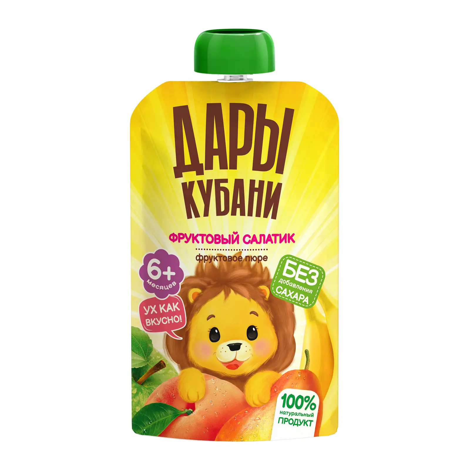 Изображение товара Пюре Дары Кубани фруктовое Фруктовый салатик Банан-груша-яблоко-персик 6 месяцев 90г