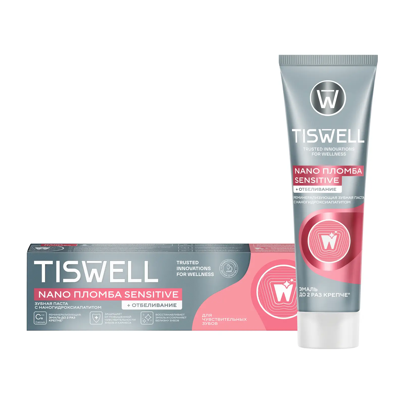 Зубная паста Tiswell реминерализующая с наногидроксиапатитом для чувствительных зубов отбеливающая 110мл