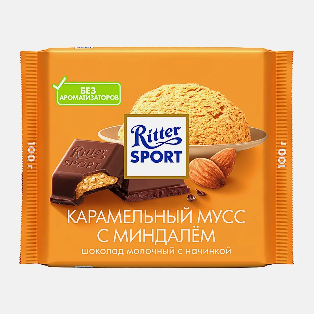 Шоколад Молочный карамельный мусс с миндалем Ritter Sport 100г Шоколад Молочный карамельный мусс с миндалем Ritter Sport 100г