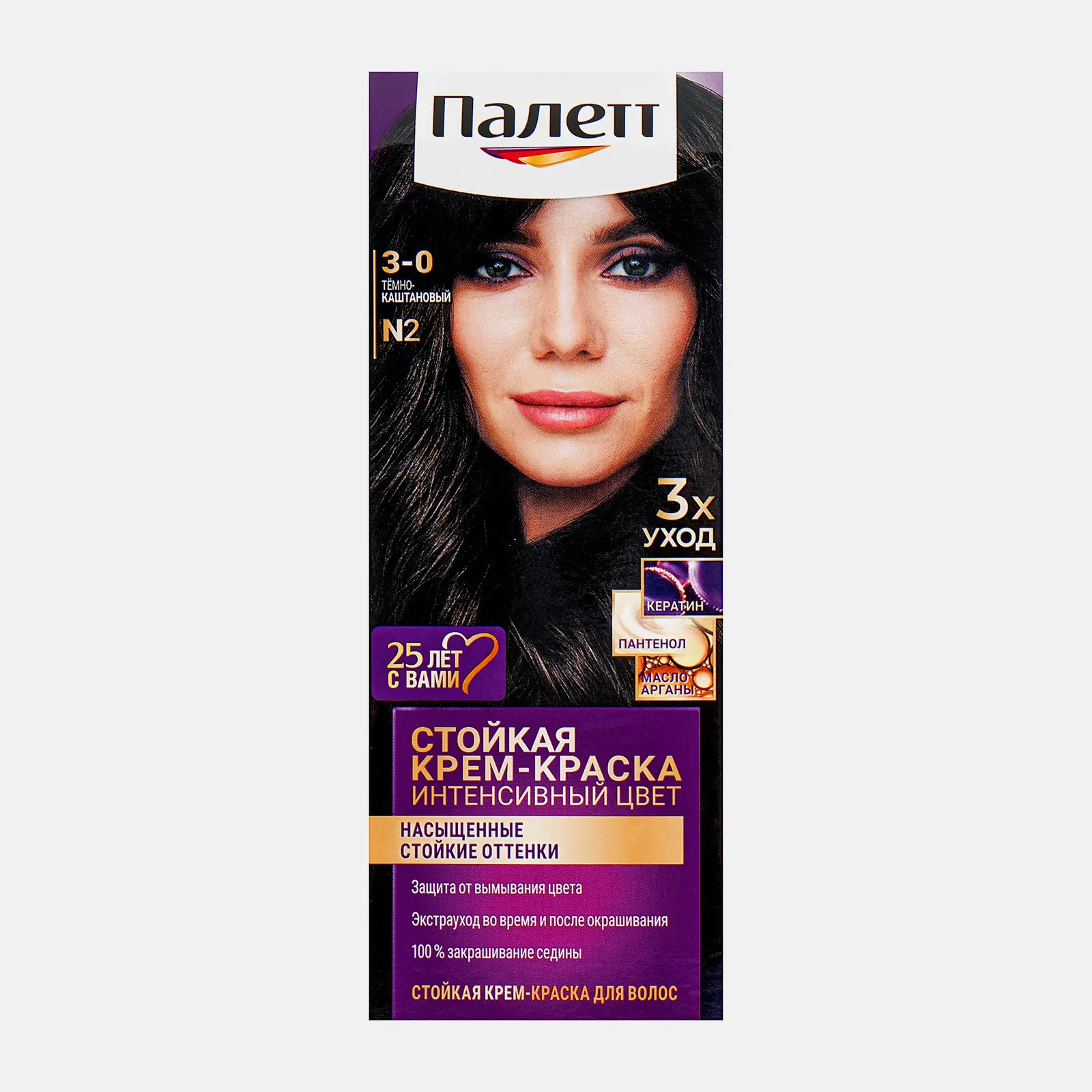 Стойкая крем-краска для волос Палетт Интенсивный цвет 3-0 (N2) Тёмно-каштановый