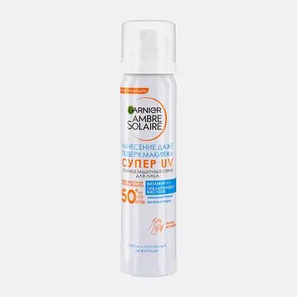 Спрей для лица Garnier Ambre Solaire солнцезащитный увлажняющий сухой Эксперт защита гипоаллергенный SPF50+ 75мл