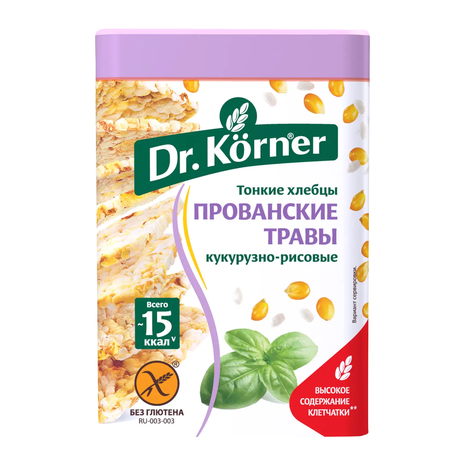 Изображение товара Хлебцы Кукурузно-рисовые с прованскими травами без глютена Dr.Korner 100г
