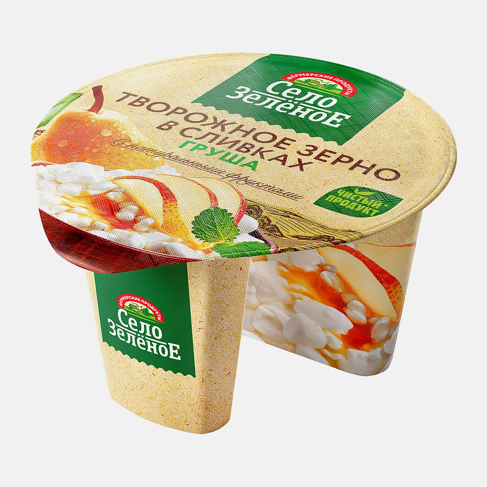 Изображение товара Творог зерненый Село Зеленое Груша в сливках 5% 130 г