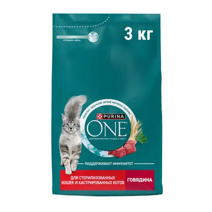 Изображение товара Сухой корм для стерилизованных кошек Purina One с говядиной и пшеницей 3кг