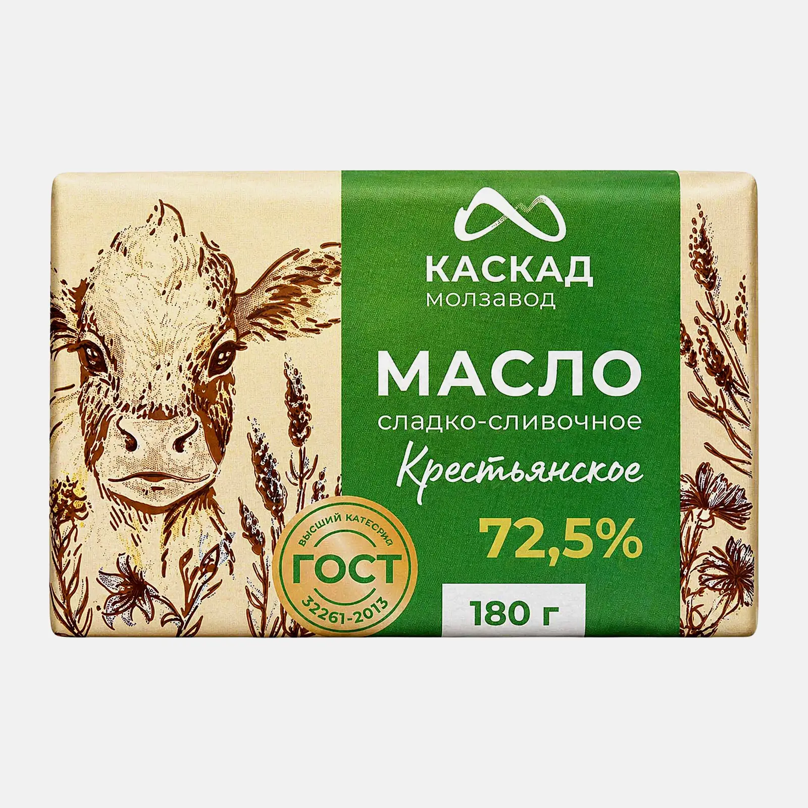Сладко-сливочное масло Крестьянское Каскад 72.5% 180г