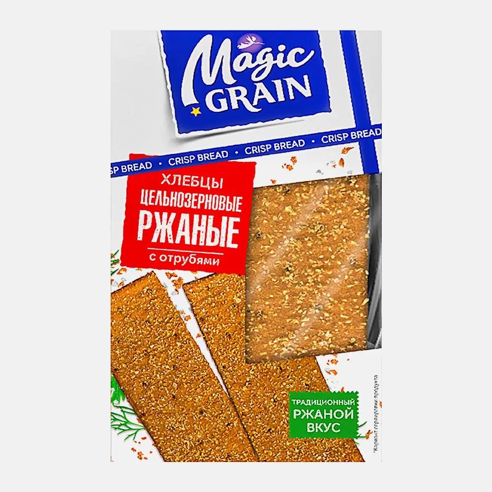 Изображение товара Хлебцы цельнозерновые ржаные с отрубями Magic Grain 160г