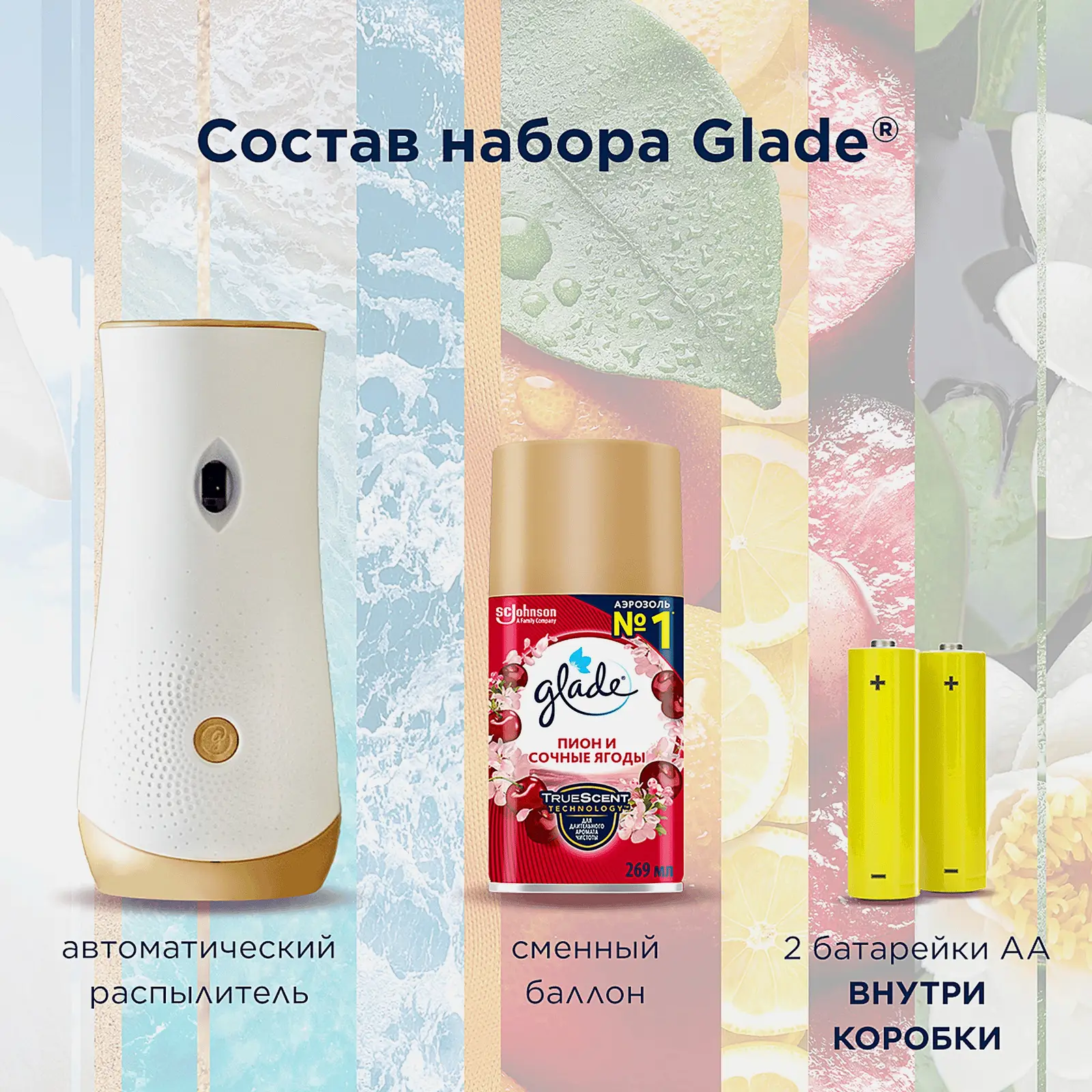 Автоматический освежитель воздуха Glade Automatic со сменным баллоном Пион и сочные ягоды 269мл - фото 3