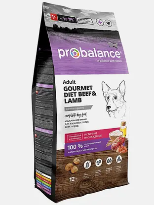 Сухой корм для взрослых собак с говядиной и ягненком Probalance 12кг