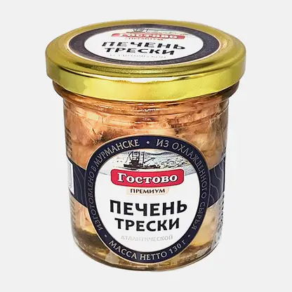 Печень трески натуральная премиум Гостово 130г