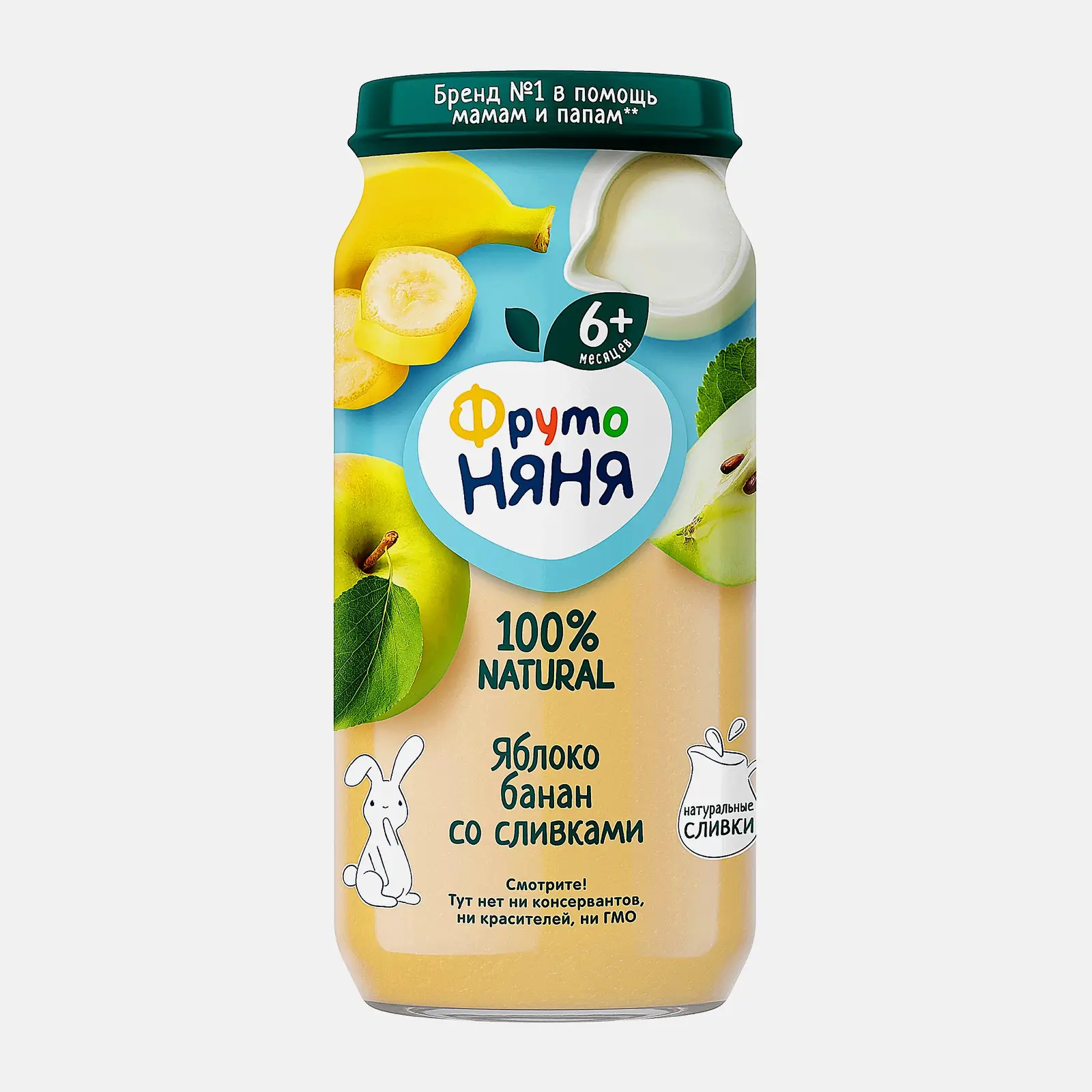 Изображение товара Пюре Фрутоняня Яблоко банан со сливками 250г