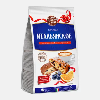 Печенье Итальянское с апельсином и изюмом Хлебный спас 230г
