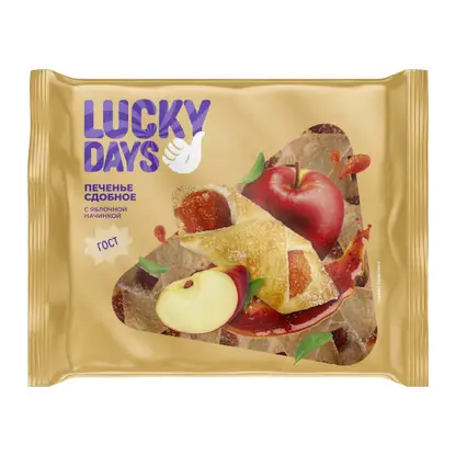 Изображение товара Печенье с яблочным джемом Lucky Days 400г - вкусное сладкое угощение для всей семьи Изображение товара Печенье с яблочным джемом Lucky Days 400г - вкусное сладкое угощение для всей семьи
