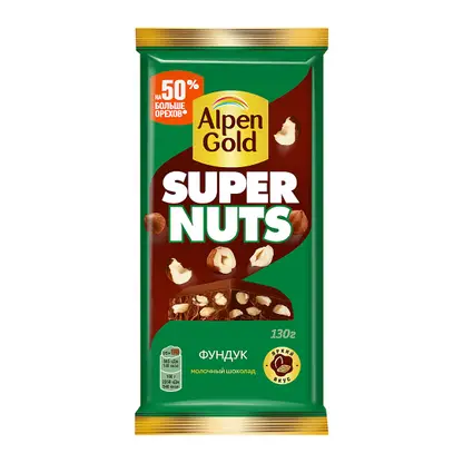 Изображение товара Шоколад Alpen Gold Super nuts молочный с фундуком 130г