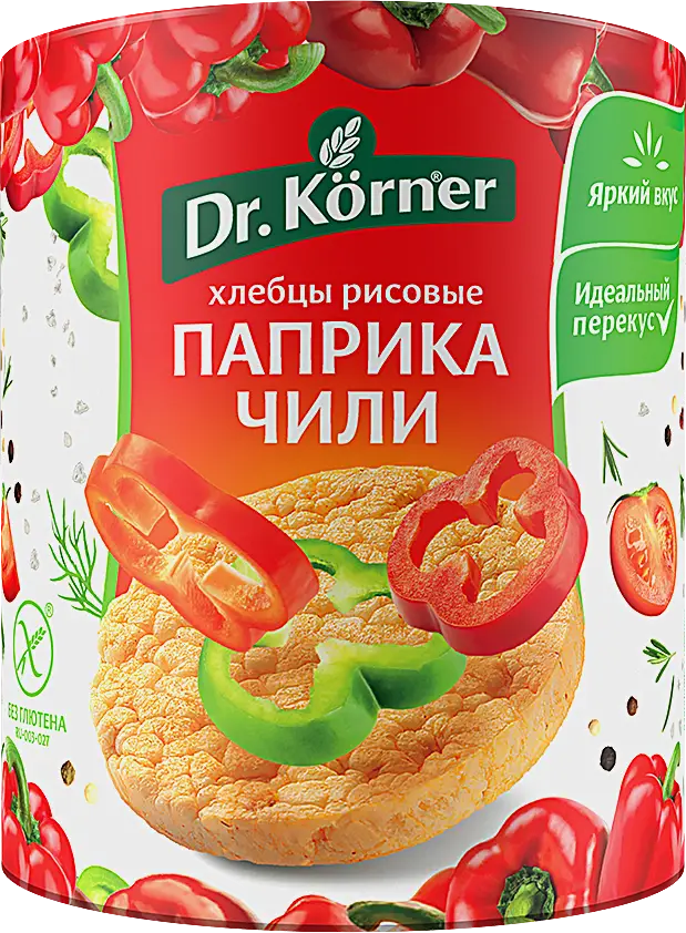 Хлебцы Dr.Korner кукурузно-рисовые с паприкой и чили 50г