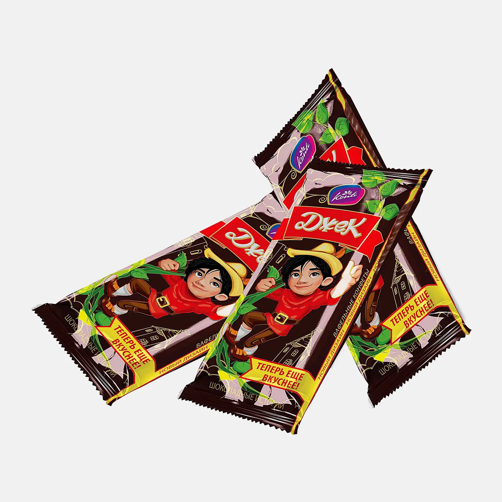 Изображение товара Вафельные конфеты со вкусом какао Конти Джек 300 г миниатюрные шоколадные батончики