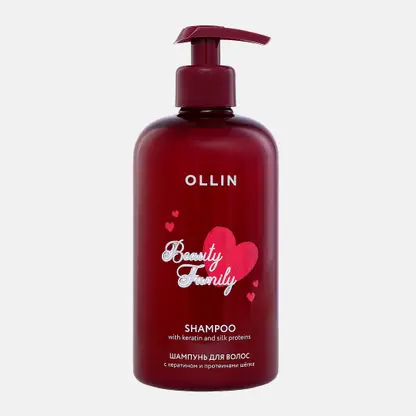 Шампунь для волос кератин и протеины шёлка Ollin Beauty Family 500мл