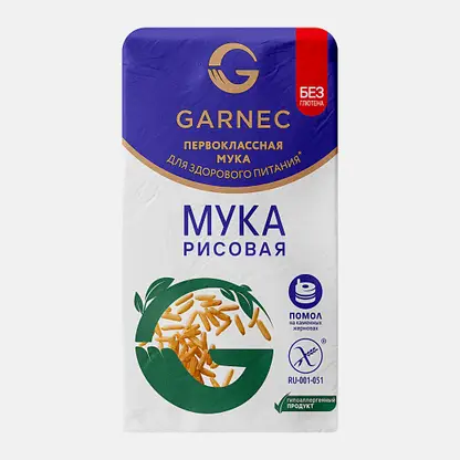 Мука Гарнец Рисовая без глютена 500г
