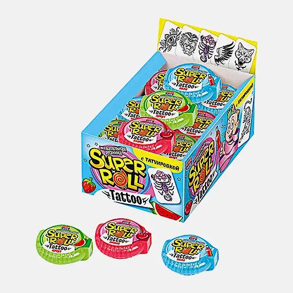 Жевательная резинка Super Roll Tattoo Канди Клаб 12г в ассортименте Жевательная резинка Super Roll Tattoo Канди Клаб 12г в ассортименте