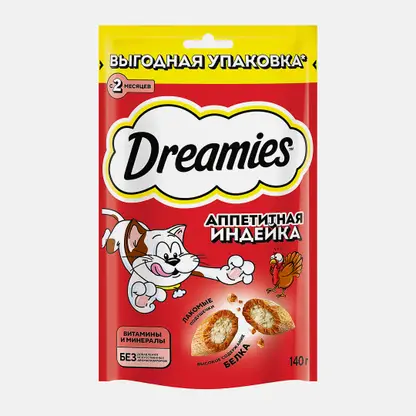 Лакомство для взрослых кошек с индейкой Dreamies 140г
