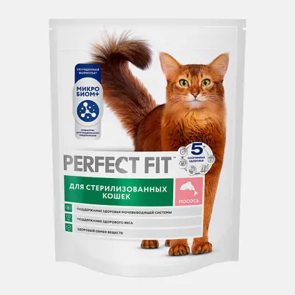 Сухой корм для стерилизованных кошек с лососем Perfect Fit 650г