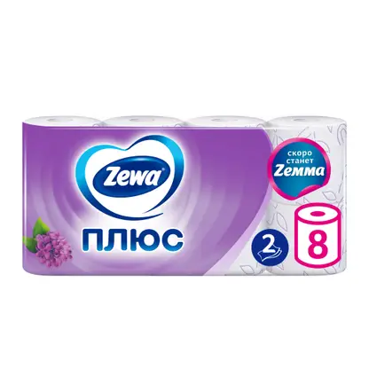 Изображение товара Туалетная бумага Zewa Плюс Сирень 2 слоя 8 рулонов в ассортименте