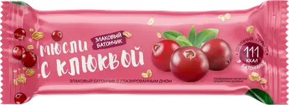 Изображение товара Батончик Кондитер Кубани мюсли с клюквой с глазированным дном 30г