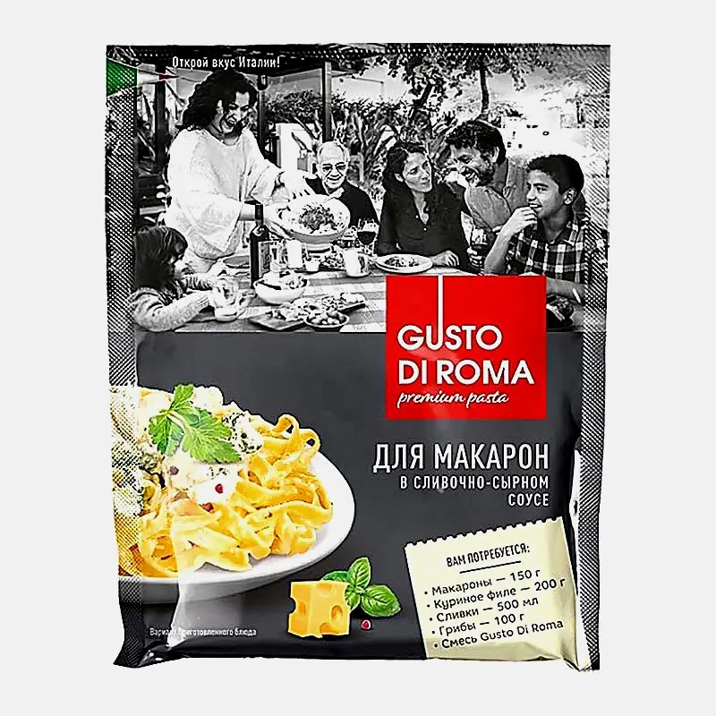 Изображение товара Смесь сухая Gusto Di Roma для макарон в сливочно-сырном соусе 30г