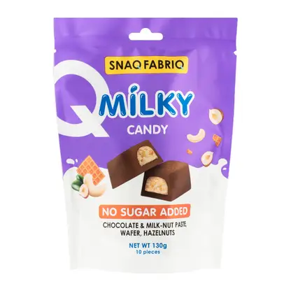 Изображение товара Шоколад молочный Snaqfabriq с молочно-ореховой пастой вафлей и фундуком без сахара 130г