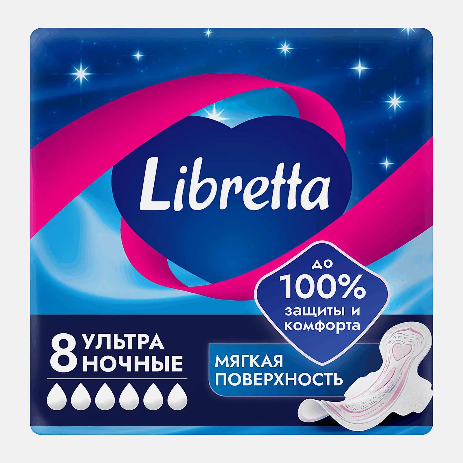 Ночные прокладки с мягой поверхностью Ultra Libretta 8шт