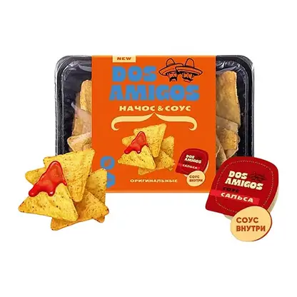 Изображение товара Чипсы кукурузные Оригинальные с соусом сальса Dos Amigos 185г