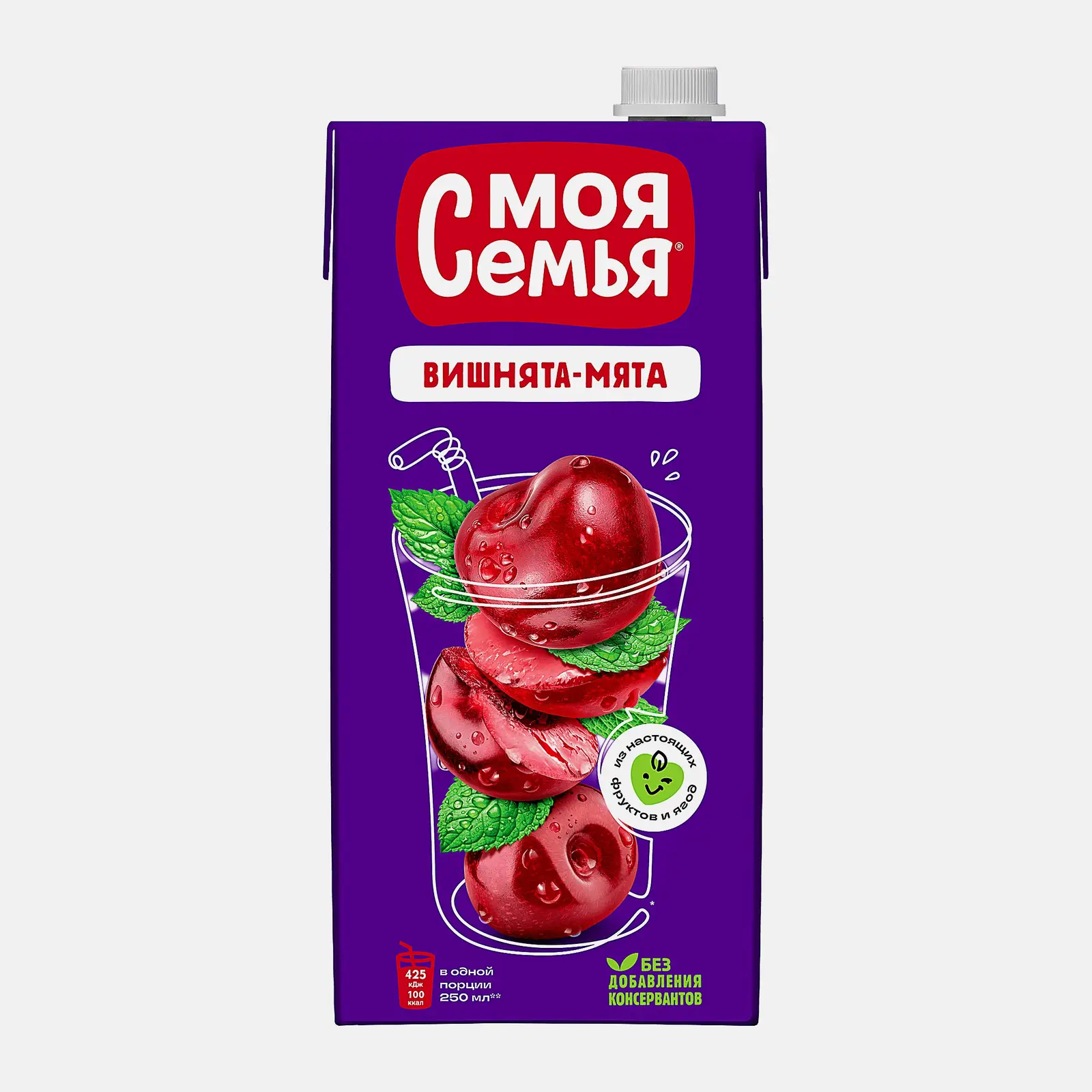 Изображение товара Напиток сокосодержащий Моя семья Груша черноплодная рябина вишня 1.93л