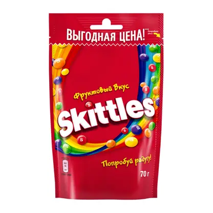 Изображение товара Драже в разноцветной сахарной глазури Skittles 70г