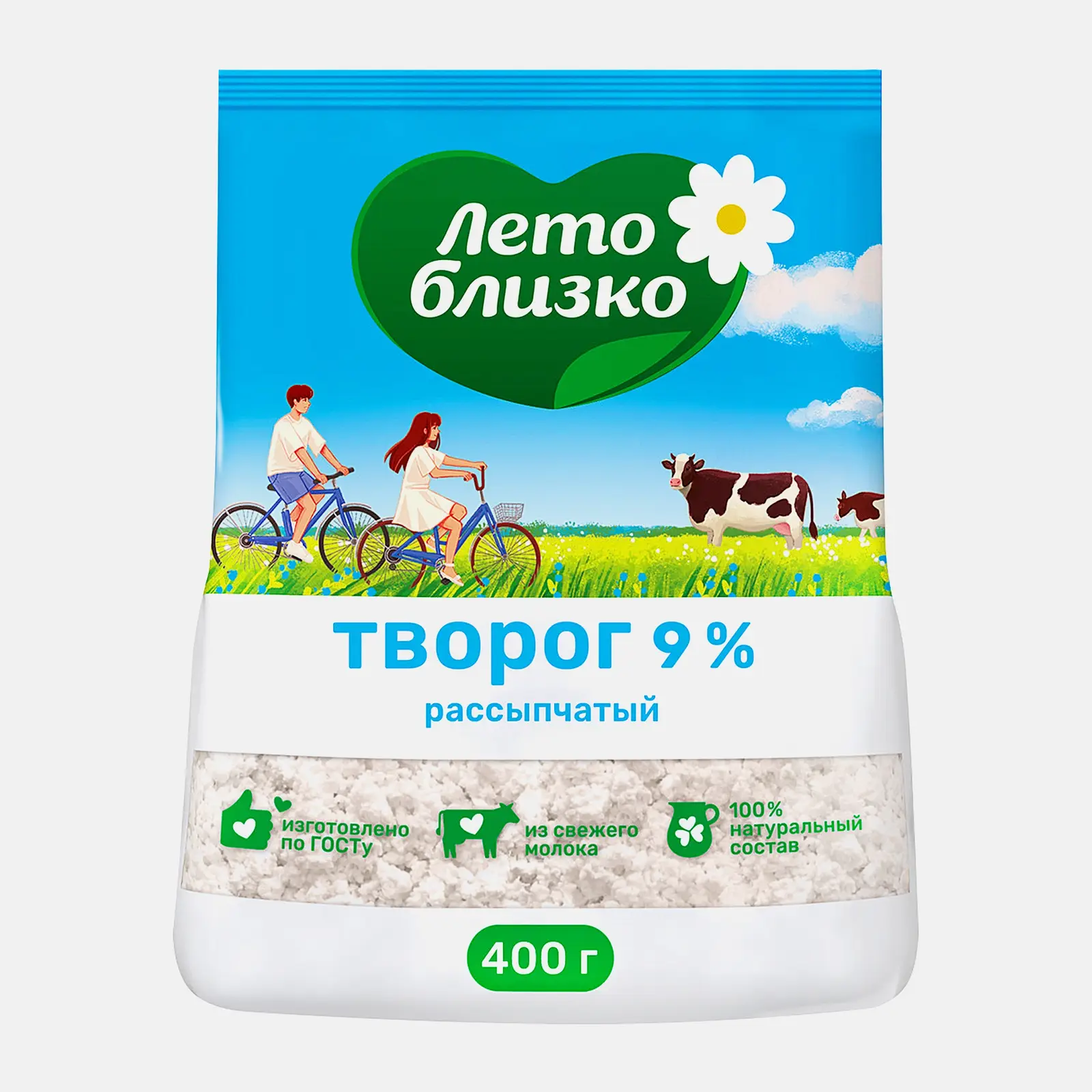 Творог Лето близко 9% 400г
