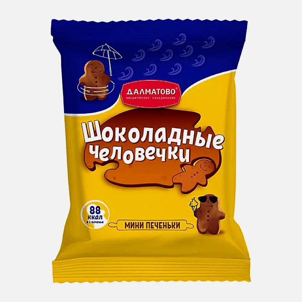 Печенье сахарное Далматово Шоколадный человечек 200г Печенье сахарное Далматово Шоколадный человечек 200г