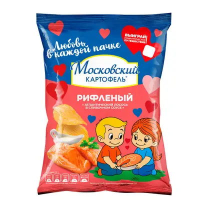 Изображение товара Чипсы Московский картофель рифленые Атлантический лосось 120г