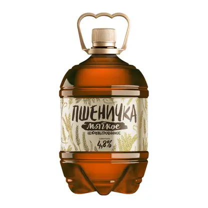 Пиво Пшеничка 4.8% светлое мягкое нефильтрованное пастеризованное пшеничное 1.5л
