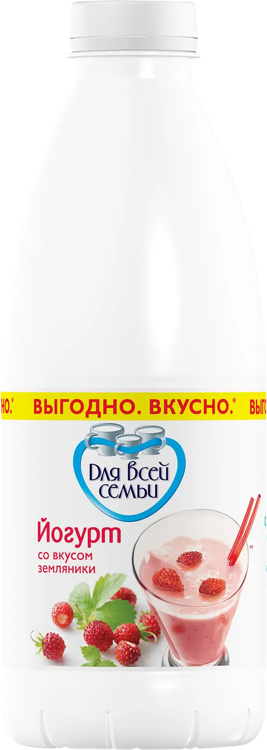 Йогурт Для всей семьи земляника 1% 930г — в каталоге на сайте сети Магнит |  Краснодар