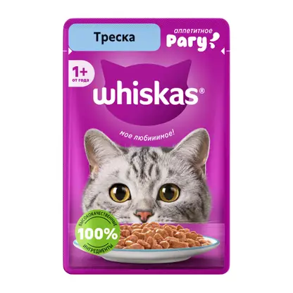 Изображение товара Влажный корм для кошек Whiskas рагу с Треской 75г
