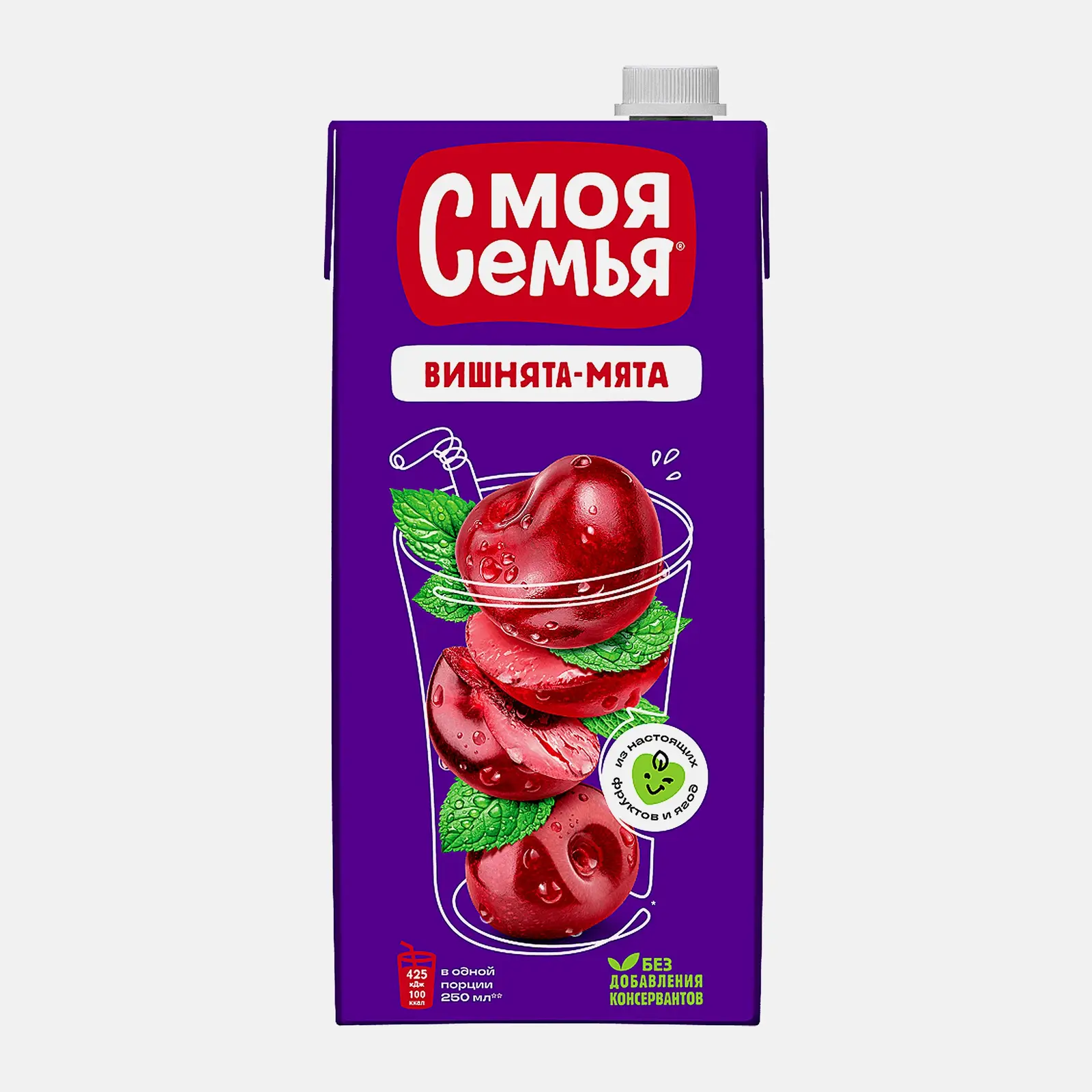 Изображение товара Сок со вкусом вишни и мяты Моя семья 950мл в ассортименте
