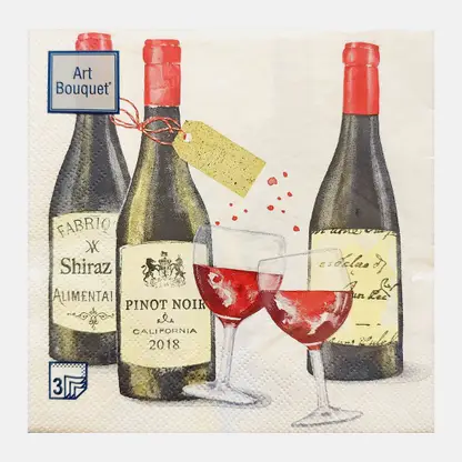 Декоративные бумажные салфетки Вино Art Bouquet 33*33см 3 слоя 20шт