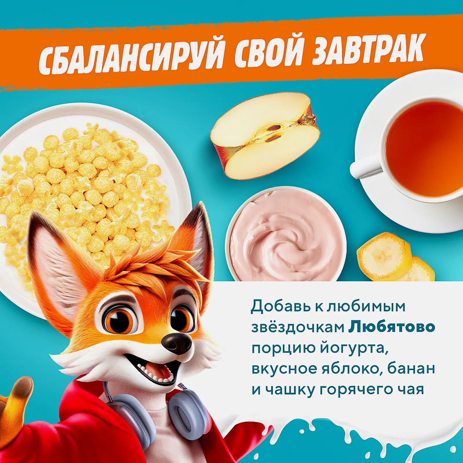 Сухой завтрак Любятово Медовые шарики и звездочки 420г