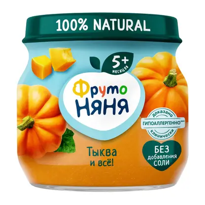 Изображение товара Тыквенное пюре с 5 месяцев Фрутоняня 80г