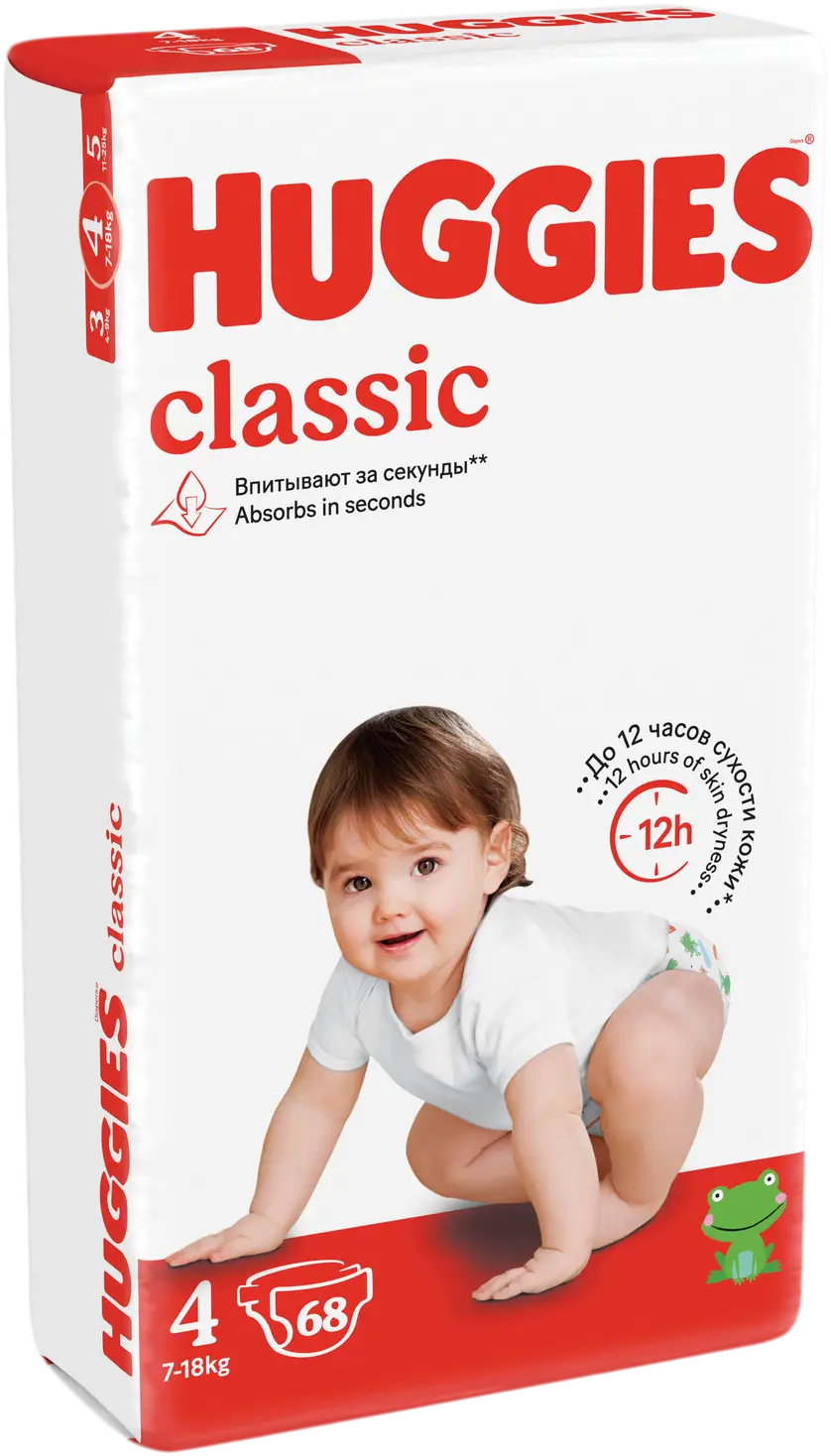 Подгузники Huggies Classic р.4 7-18кг 68шт