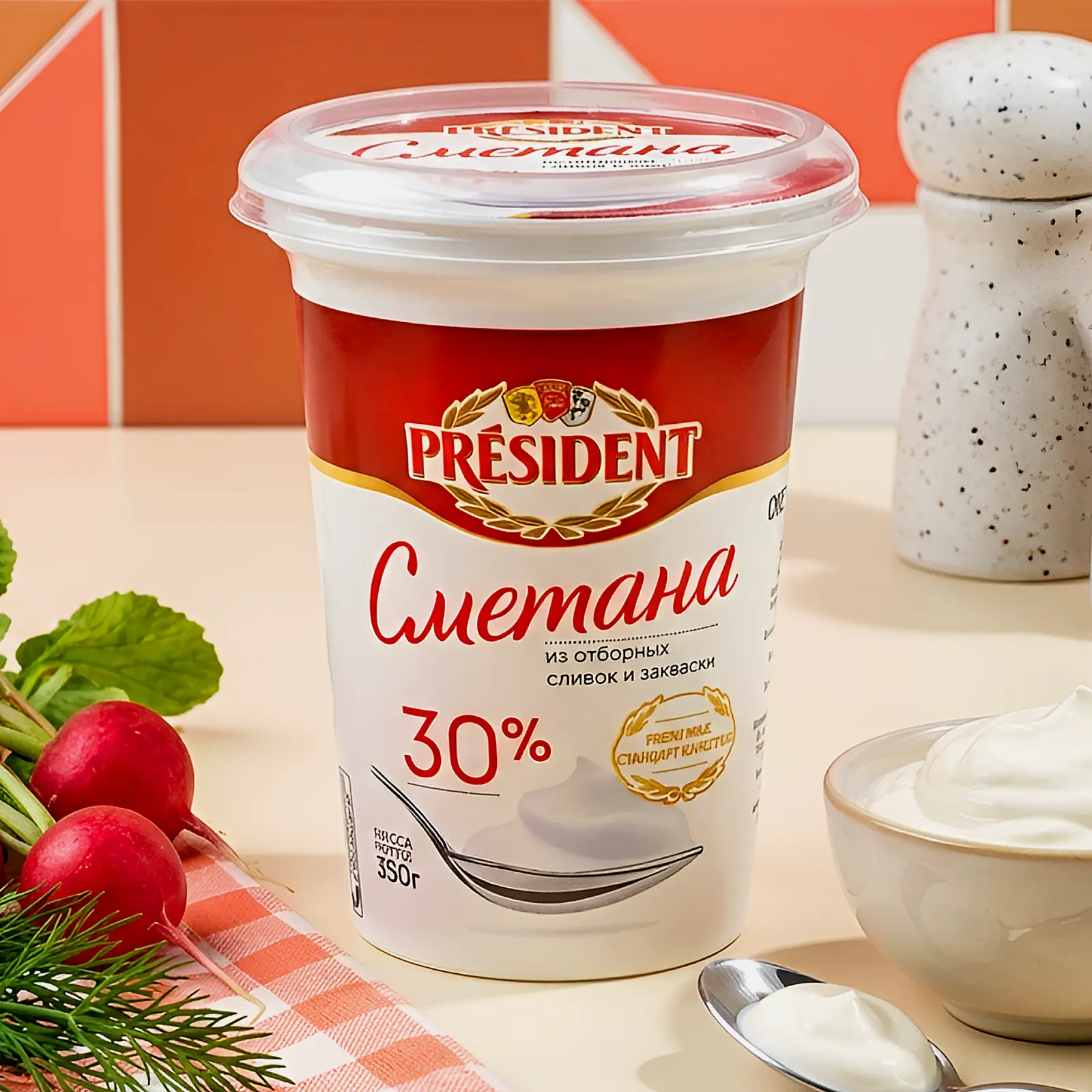Изображение товара Сметана President 30% 350г