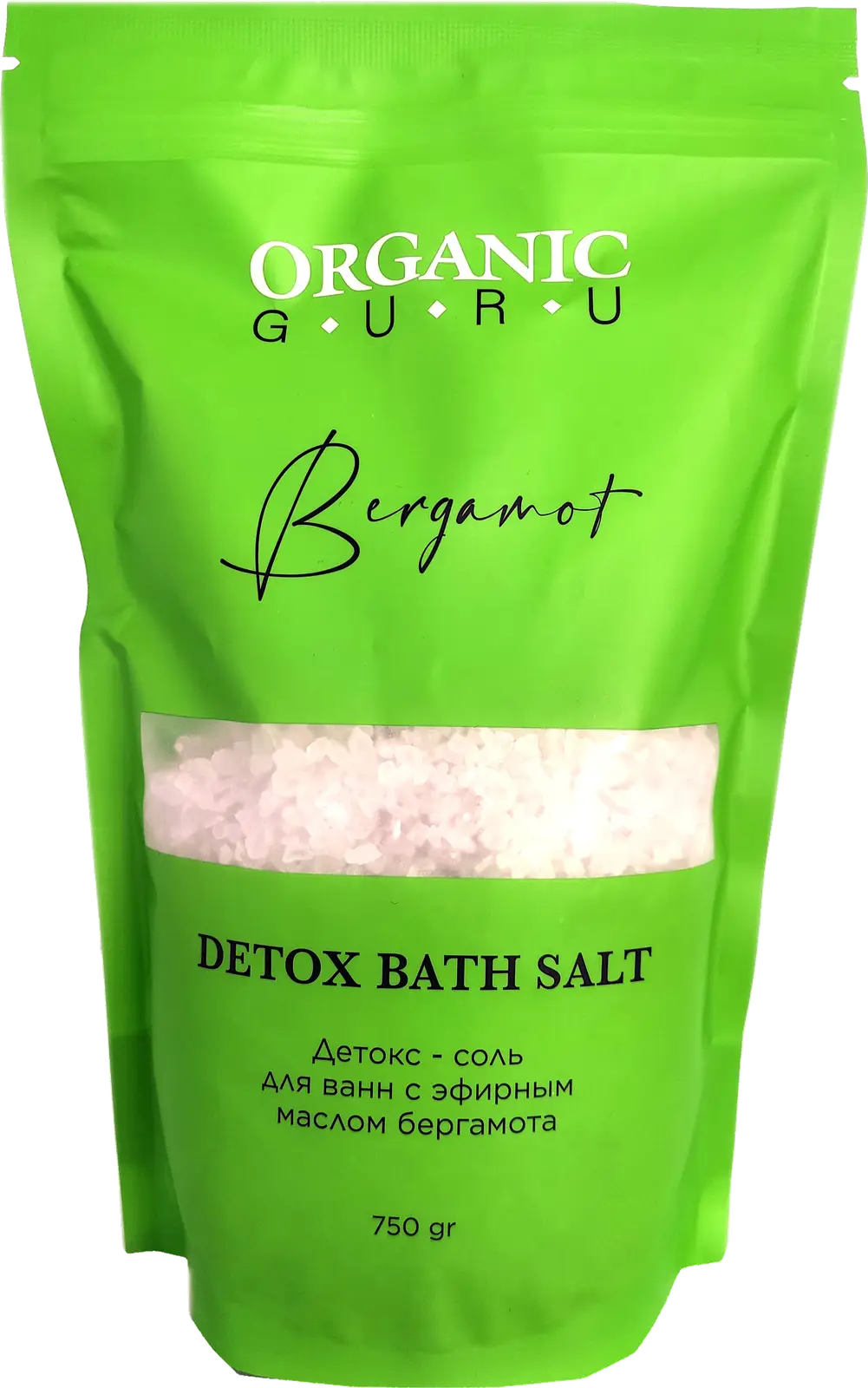 Детокс-соль для ванн Organic Guru с эфирным маслом и бергамотом 750мл