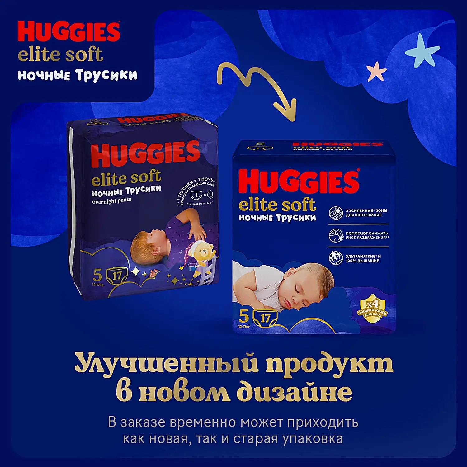 Подгузники-трусики ночные №6 15-25кг Huggies Elite Soft 16шт - фото 3