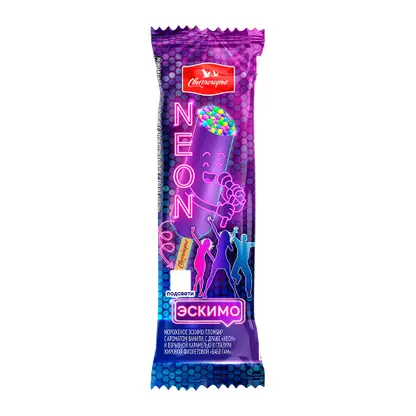 Изображение товара Мороженое эскимо пломбир с драже Неон и взрывной карамелью Свитлогорье 12% 80г