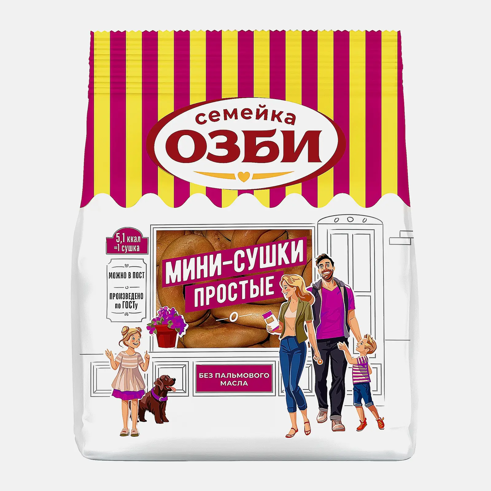 Изображение товара Мини-сушки простые Семейка Озби 150г натуральный снек вкусные хрустящие